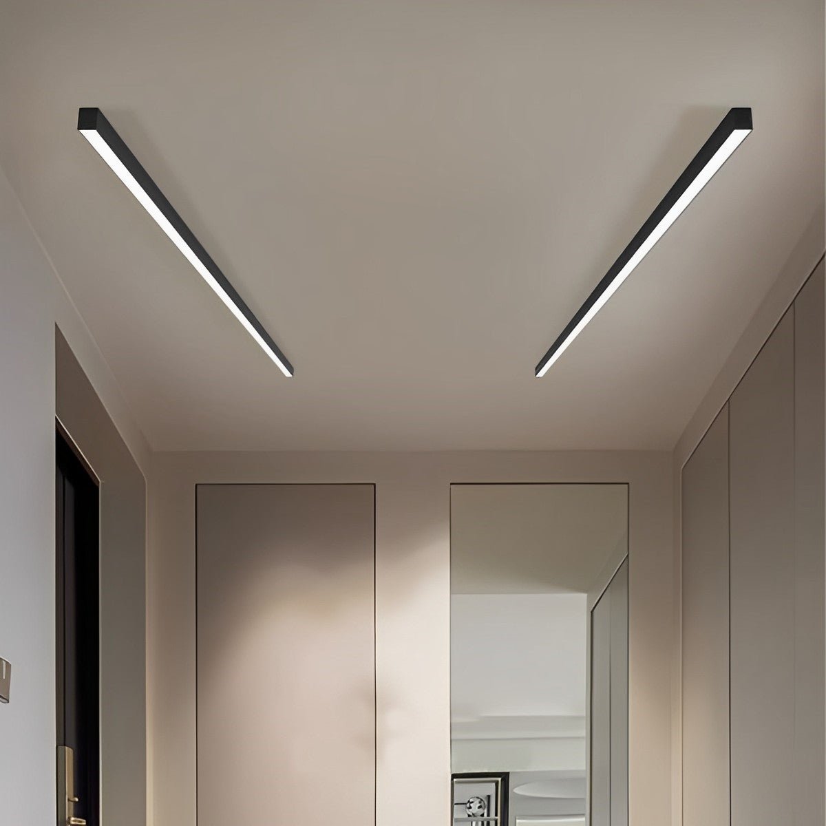 Black Aluminum Slim LED Ceiling Linear Light Dimmable For Living Room Bedroom | Temsk