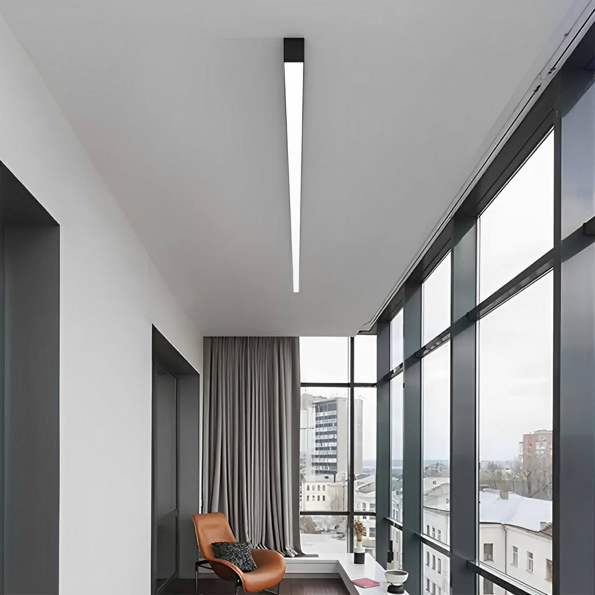 Black Aluminum Slim LED Ceiling Linear Light Dimmable For Living Room Bedroom | Temsk