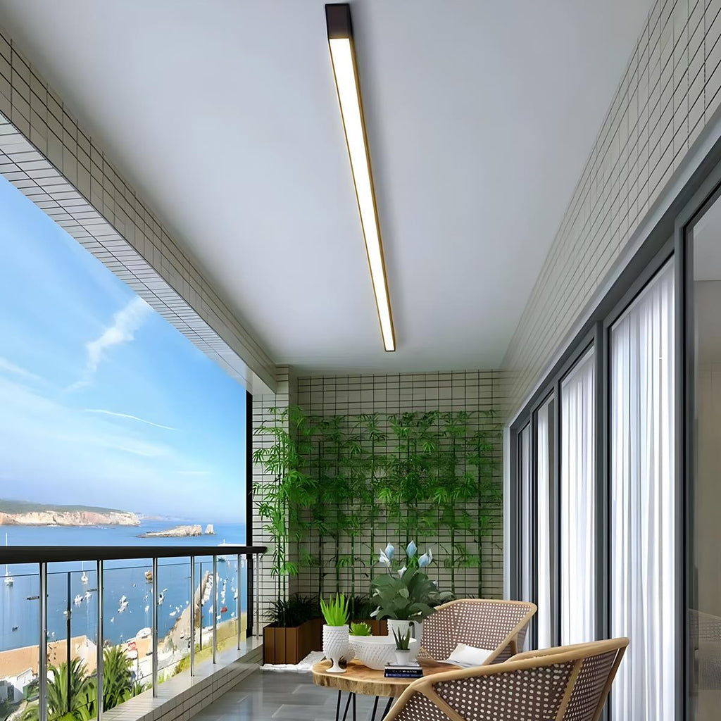 Black Aluminum Slim LED Ceiling Linear Light Dimmable For Living Room Bedroom | Temsk