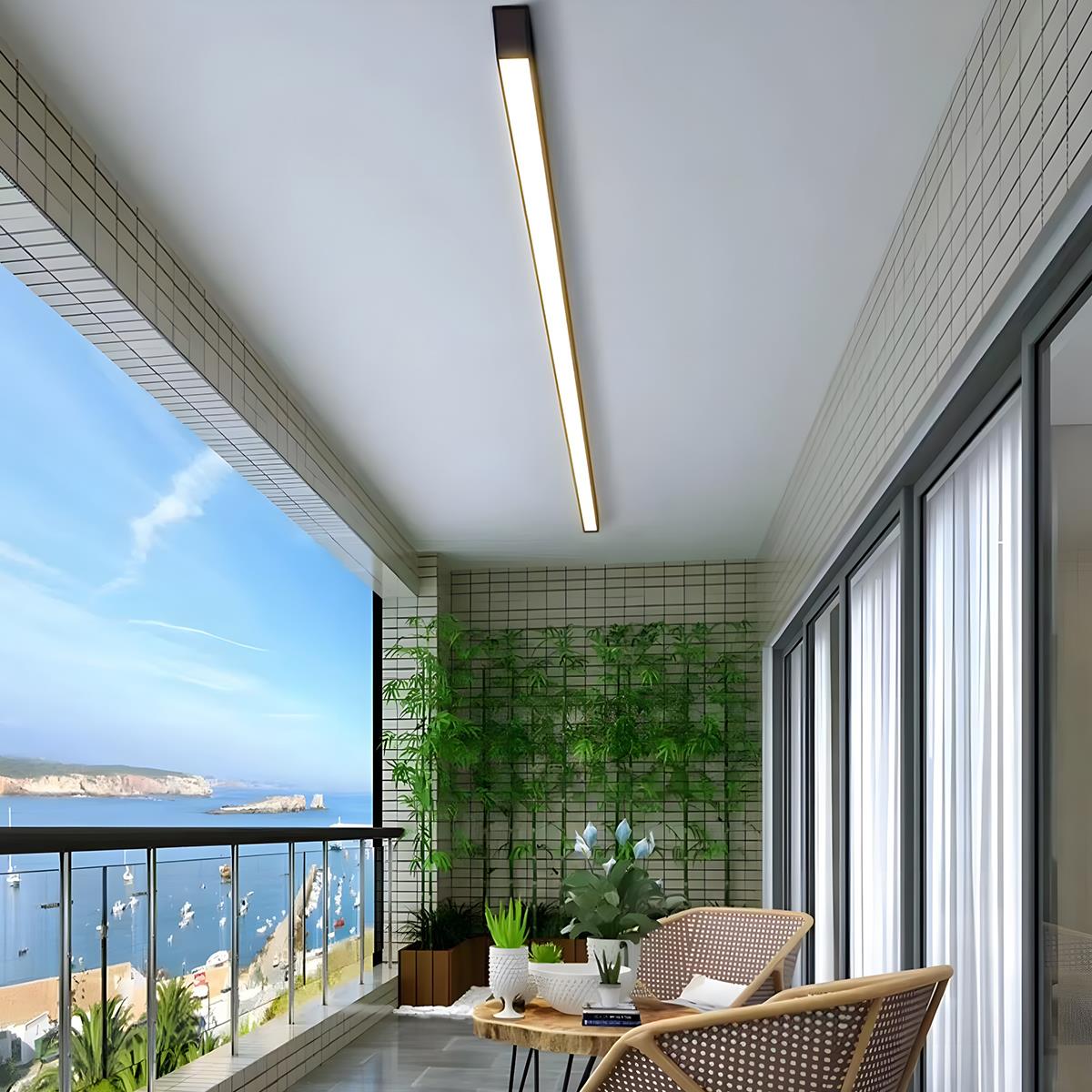 Black Aluminum Slim LED Ceiling Linear Light Dimmable For Living Room Bedroom | Temsk