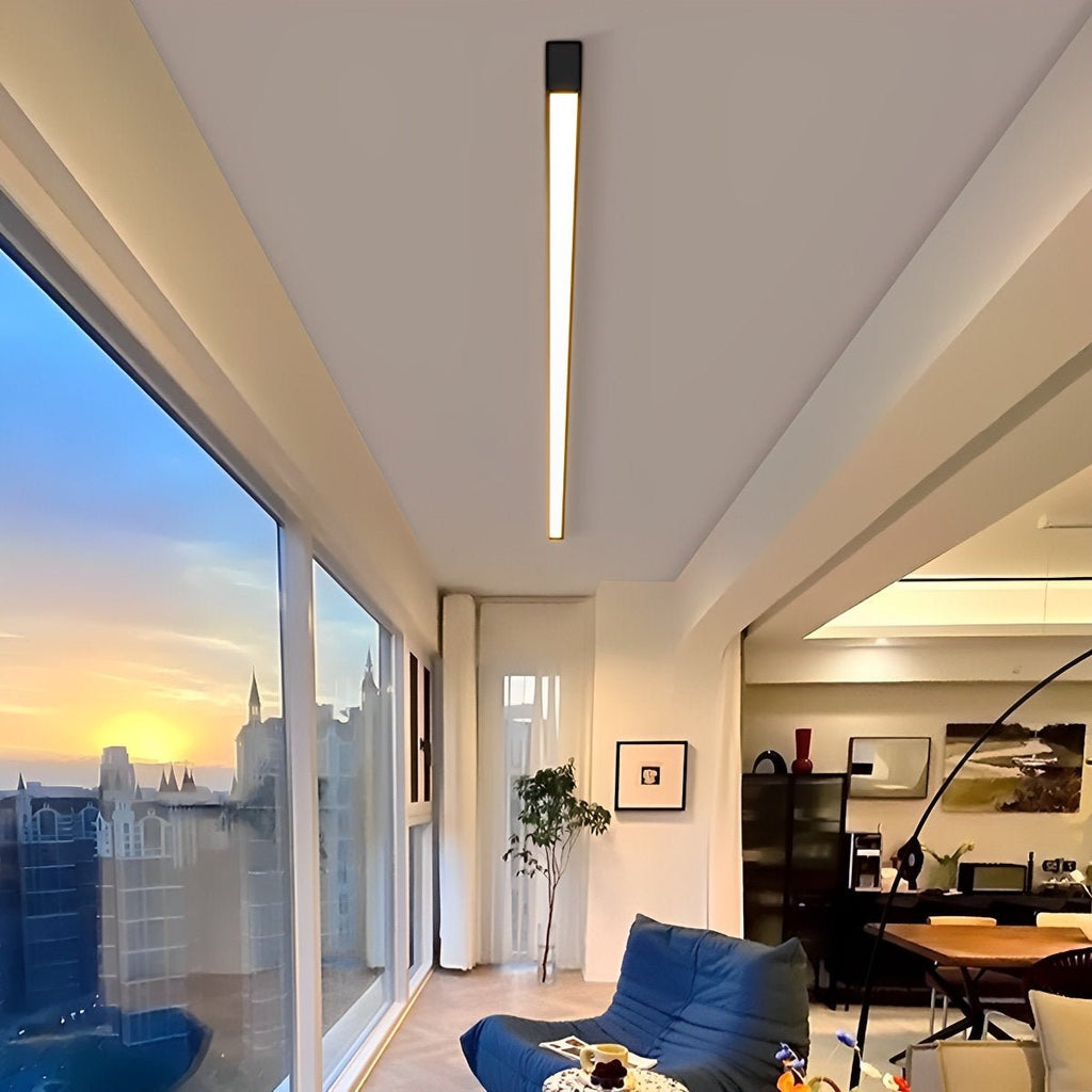 Black Aluminum Slim LED Ceiling Linear Light Dimmable For Living Room Bedroom | Temsk