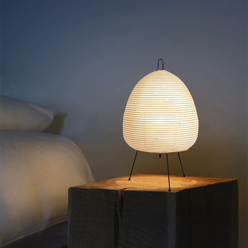 Minimalistická zen stolní lampa s rýžovým papírovým stínidlem | Temsk
