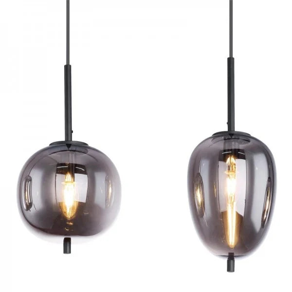 NoirLumen závěsná lampa s různými styly a kouřovými skleněnými miskami | Snurv | Temsk