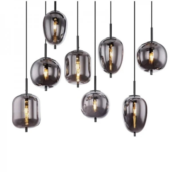 NoirLumen závěsná lampa s různými styly a kouřovými skleněnými miskami | Snurv | Temsk