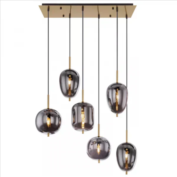 NoirLumen závěsná lampa s různými styly a kouřovými skleněnými miskami | Snurv | Temsk