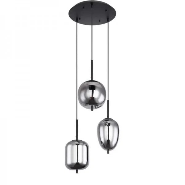NoirLumen závěsná lampa s různými styly a kouřovými skleněnými miskami | Snurv | Temsk