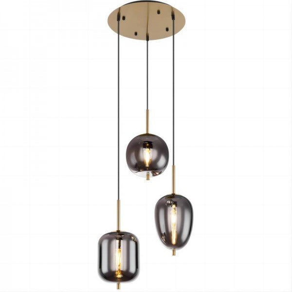 NoirLumen závěsná lampa s různými styly a kouřovými skleněnými miskami | Snurv | Temsk