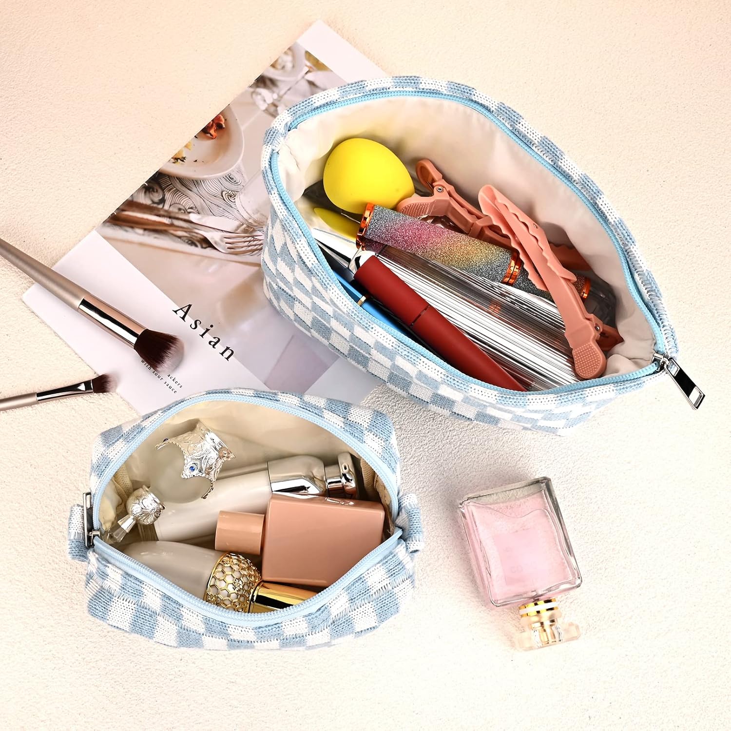 Must-Have Checked Make-up Bag Set | Temsk