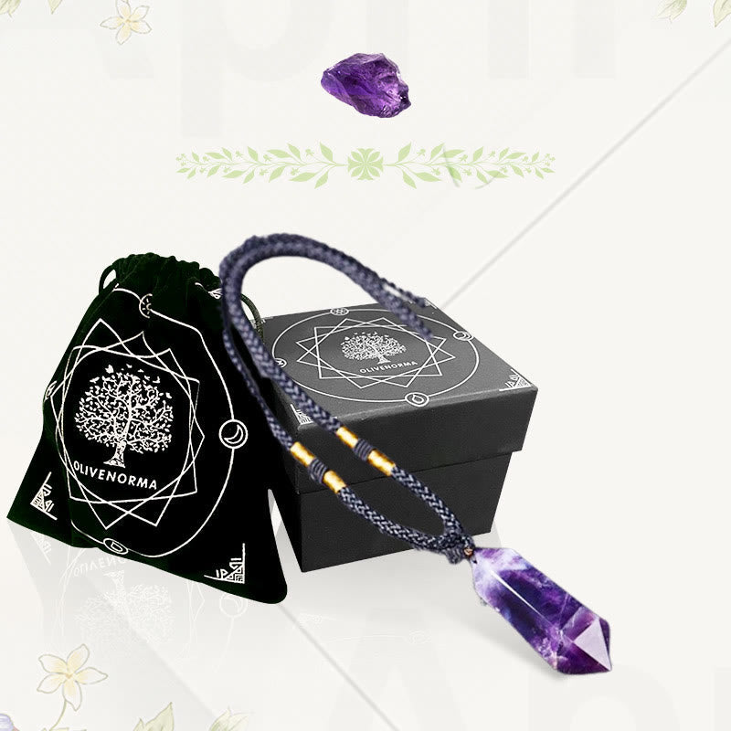 Natural Crystal Amethyst Healing Necklace - Lyra | Temsk
