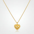 18K Gold Plated Heart Necklace With Hammered Pendant | Temsk