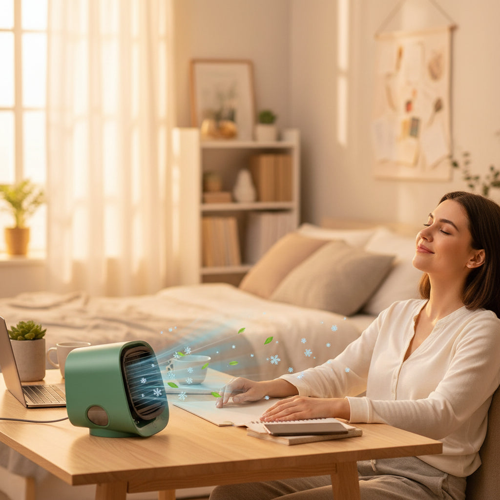 Tragbare persönliche Klimaanlage USB-betriebener Mini-Ventilator zur persönlichen Kühlung | Temsk