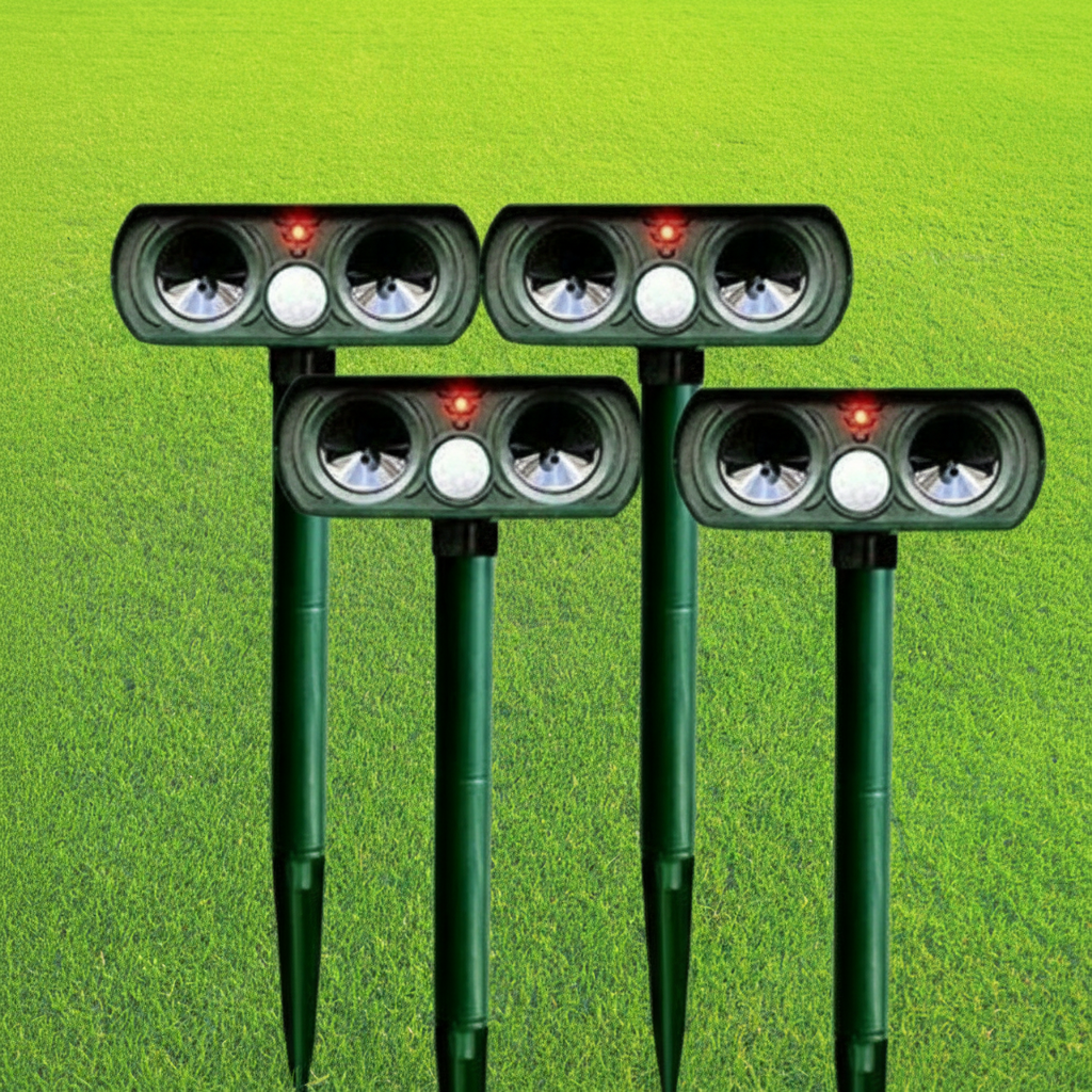 Solar Powered Outdoor Pest Repeller With Motion Activated Deterrent Light | Temsk