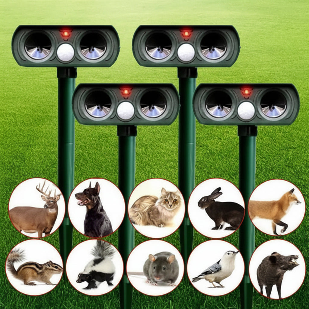 Solar Powered Outdoor Pest Repeller With Motion Activated Deterrent Light | Temsk
