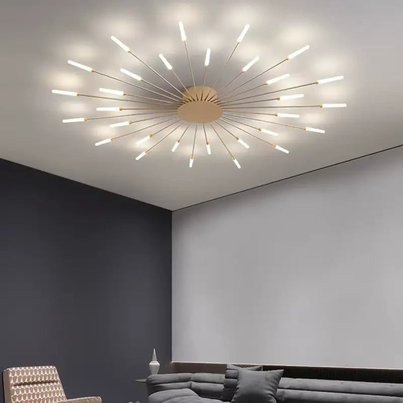 Plafonnier tube italien en aluminium et acrylique LED G9 60W salon moderne | Temsk