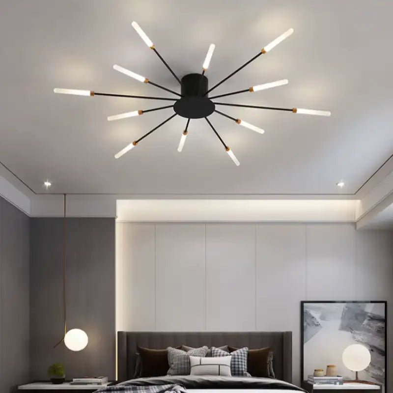Plafonnier tube italien en aluminium et acrylique LED G9 60W salon moderne | Temsk