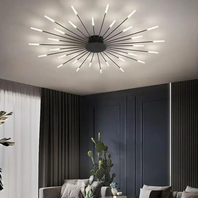 Plafonnier tube italien en aluminium et acrylique LED G9 60W salon moderne | Temsk