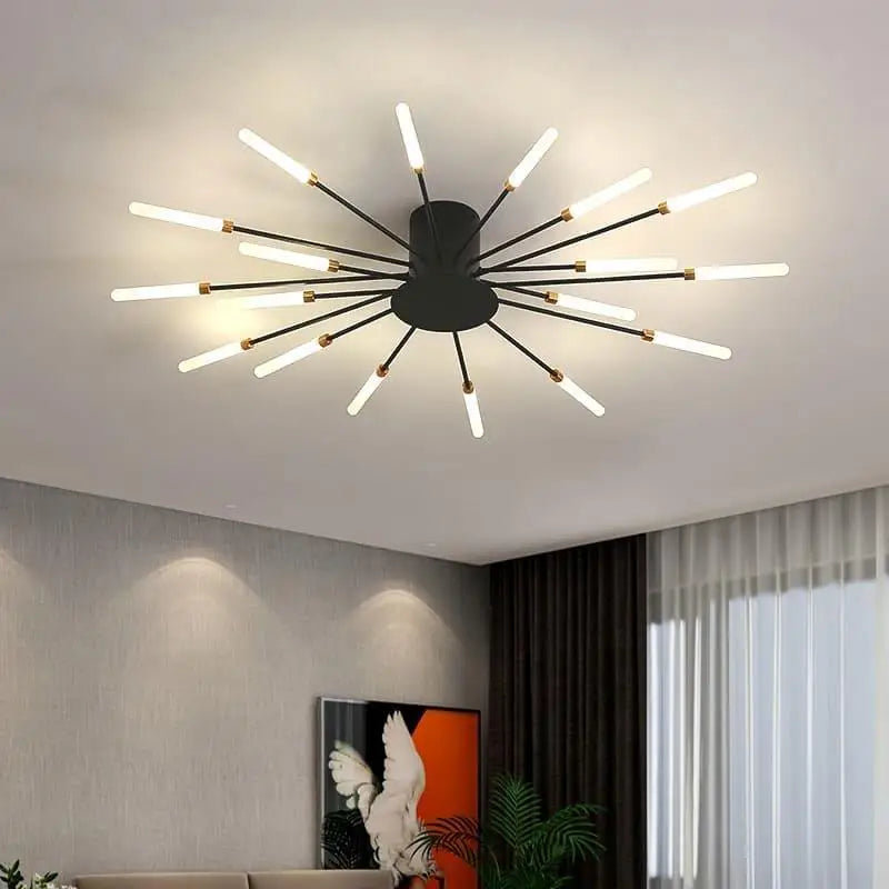 Plafonnier tube italien en aluminium et acrylique LED G9 60W salon moderne | Temsk