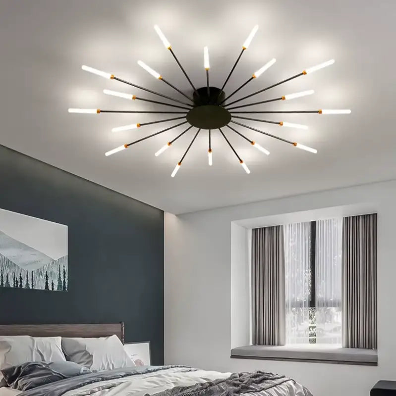 Plafonnier tube italien en aluminium et acrylique LED G9 60W salon moderne | Temsk