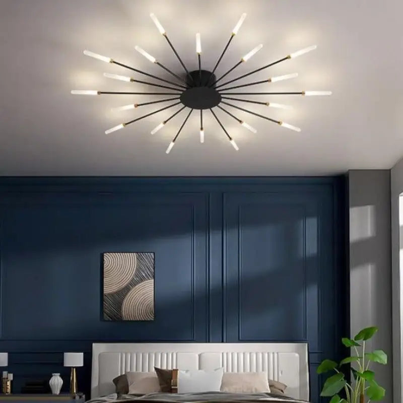 Plafonnier tube italien en aluminium et acrylique LED G9 60W salon moderne | Temsk