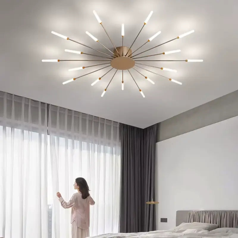 Plafonnier tube italien en aluminium et acrylique LED G9 60W salon moderne | Temsk
