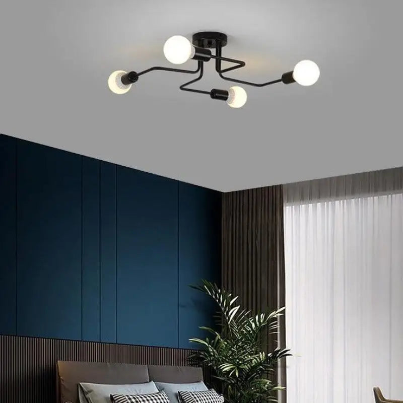 8-Light LED Ceiling Lamp In Black Aluminum, Warm White For Modern Living And Dining Rooms | Temsk