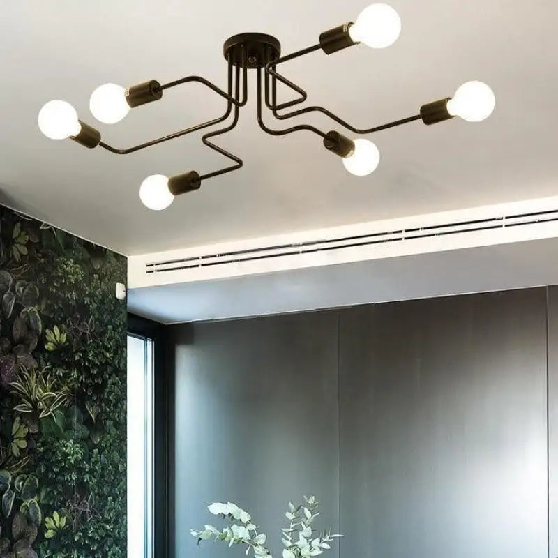 8-Light LED Ceiling Lamp In Black Aluminum, Warm White For Modern Living And Dining Rooms | Temsk