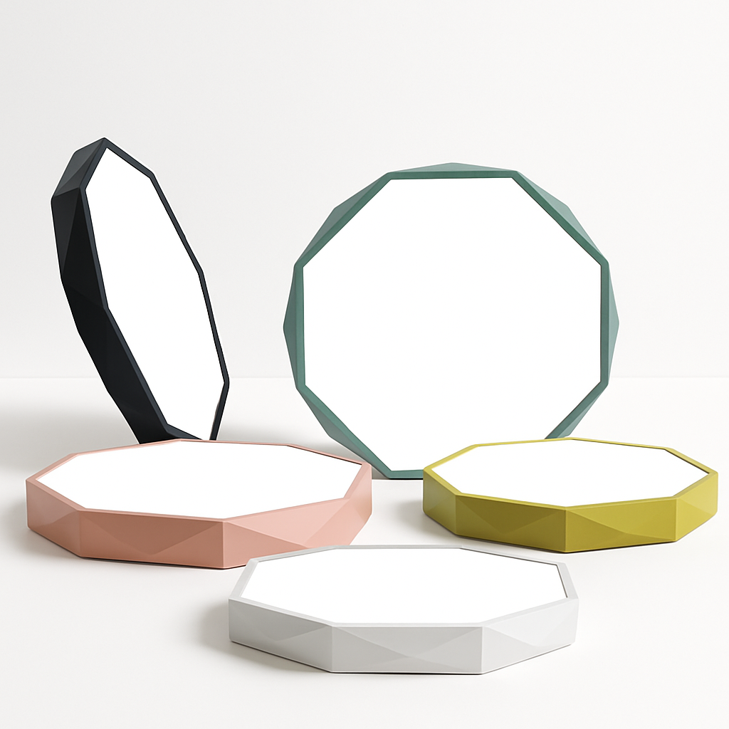 Luz de Teto Geométrica LED em Acrílico, Design Octogonal, 30–60 cm, Lâmpada Colorida para Quarto | Temsk