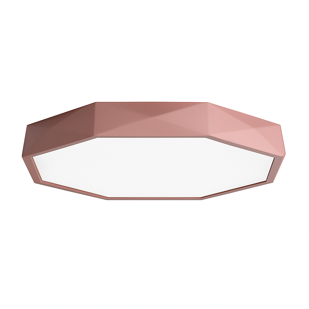 Luz de Teto Geométrica LED em Acrílico, Design Octogonal, 30–60 cm, Lâmpada Colorida para Quarto | Temsk