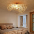 Beige Rattan Ceiling Light With Bamboo Accents, 45cm, E27 Warm Light | Temsk