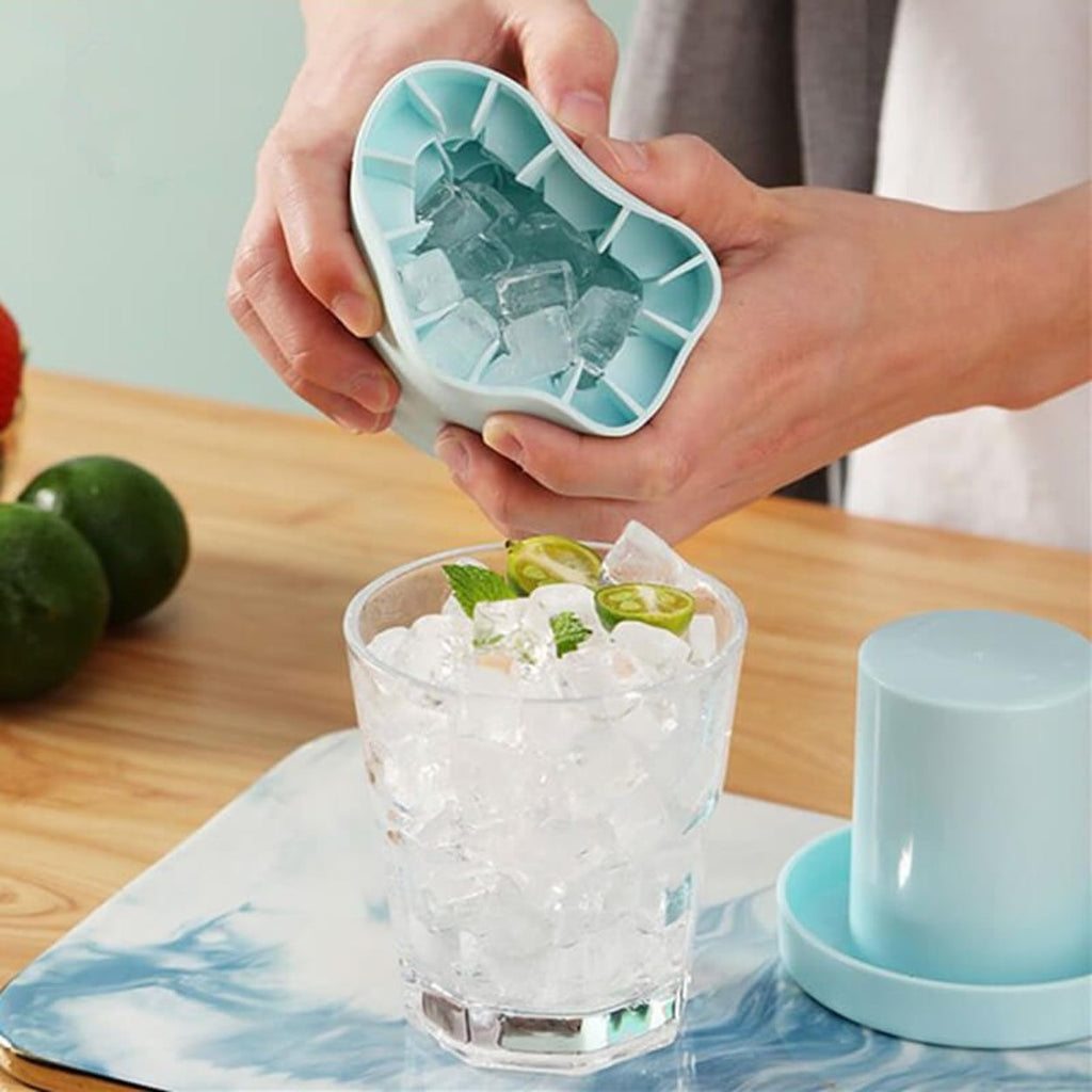 Kompakte tragbare Eiswürfelschale mit Deckel für stapelbare Würfel | Temsk