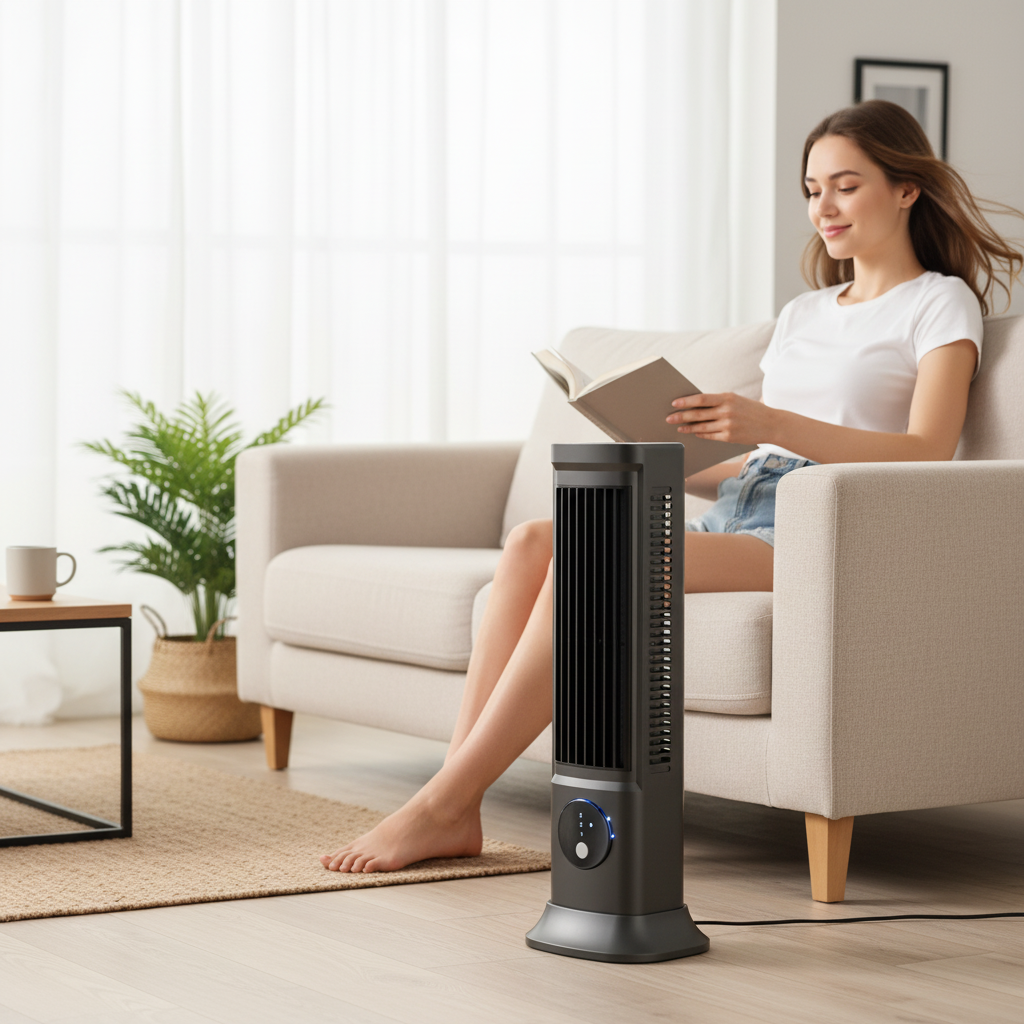 Tragbarer Kühlturmventilator mit oszillierendem LED-Display | Temsk