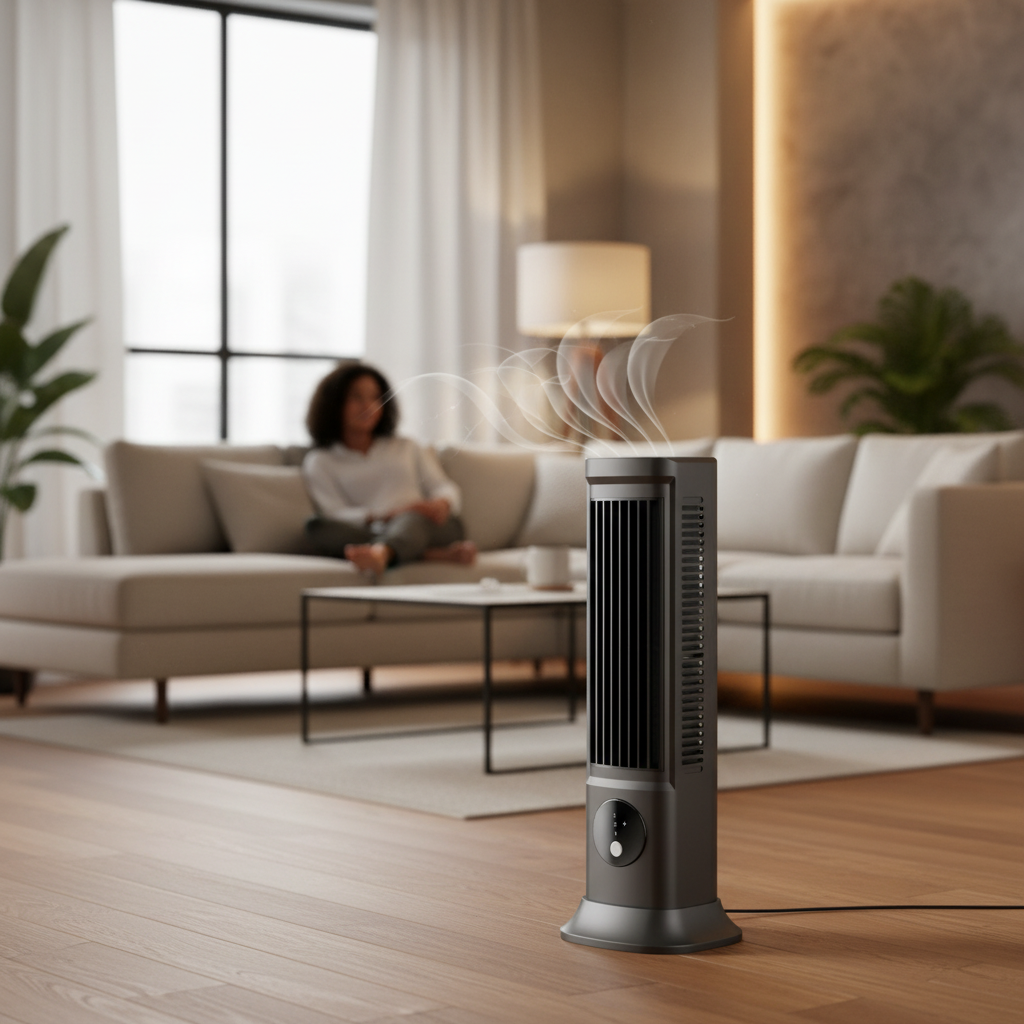 Schlanker oszillierender Turmventilator mit Fernbedienung für tragbare Kühlung | Temsk