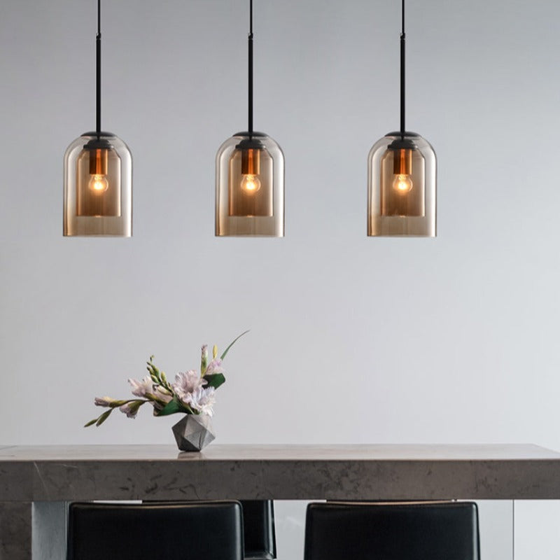 Mica Pendelleuchte im Mid-Century-Stil mit doppeltem Glasschirm | Temsk