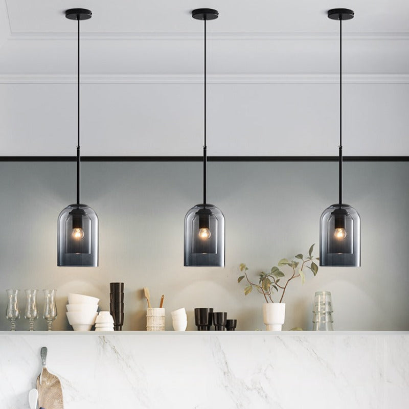 Mica Pendelleuchte im Mid-Century-Stil mit doppeltem Glasschirm | Temsk