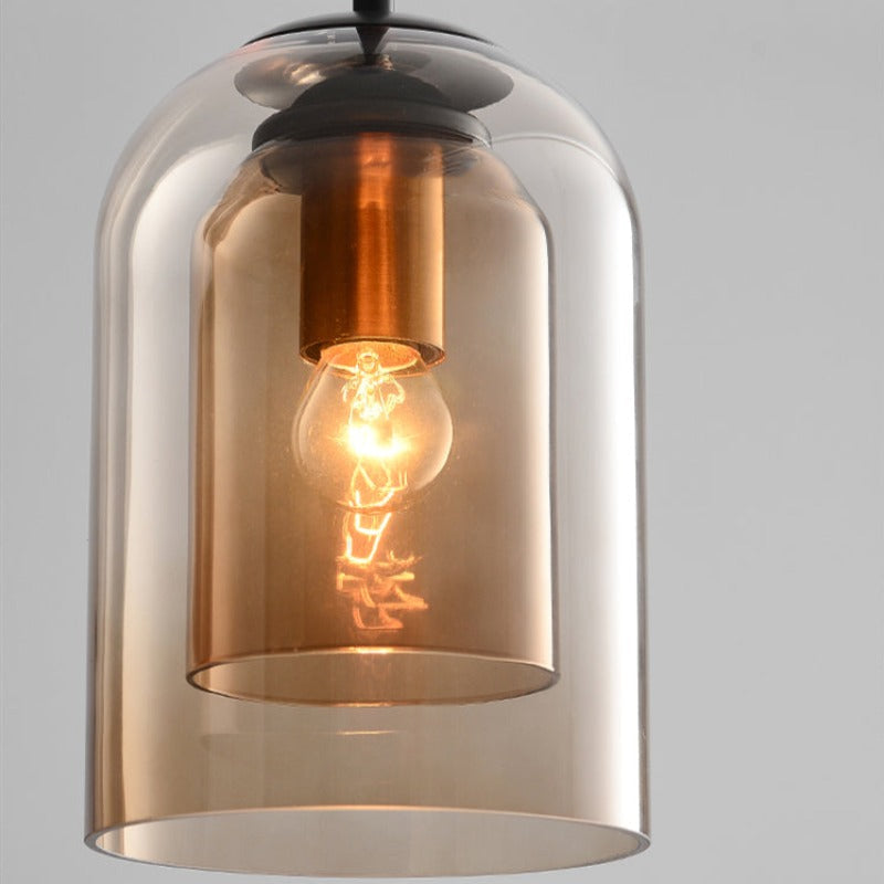 Mica Pendelleuchte im Mid-Century-Stil mit doppeltem Glasschirm | Temsk