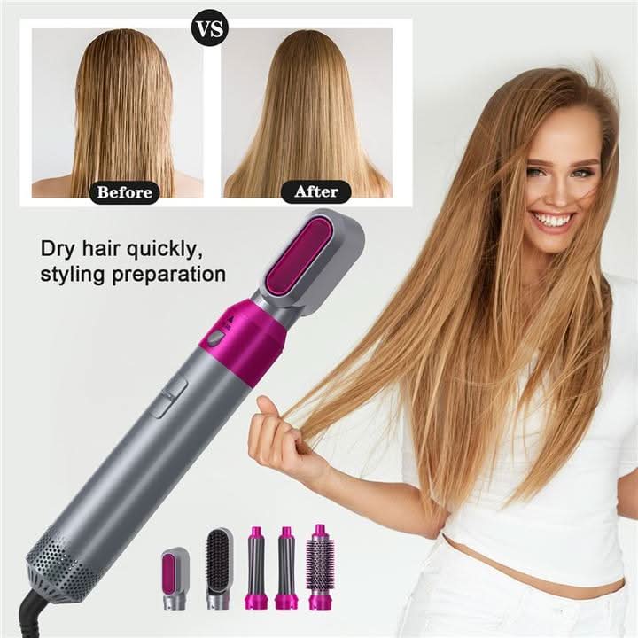 AeroLux 5-In-1 Hair Dryer and Styler for Volume, Curls, and Protection | Temsk