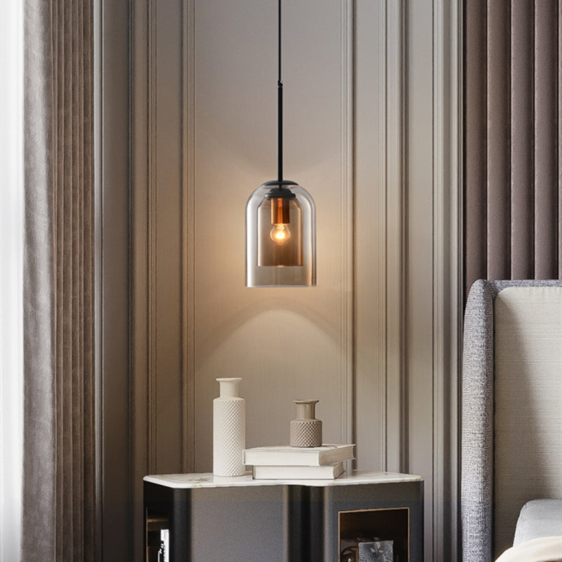 Mica Pendelleuchte im Mid-Century-Stil mit doppeltem Glasschirm | Temsk