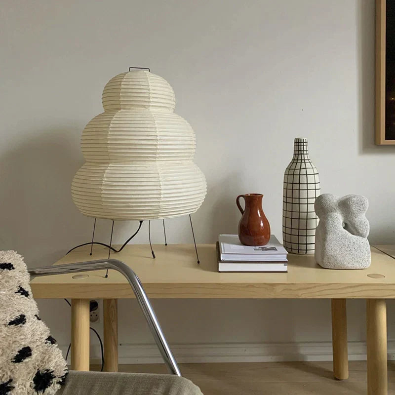 Rice Paper Floor Lamp With Layered Paper Shade | Temsk