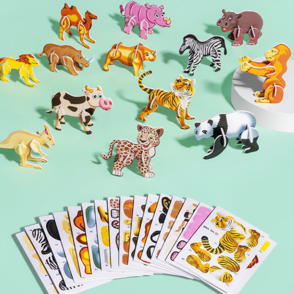 Kids 3D Animal Puzzle Set For Creative Learning And Screenless Play | Temsk