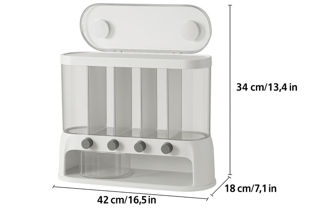 Airtight Five-Compartment Grain Storage Bin For Pantry Organization | Temsk