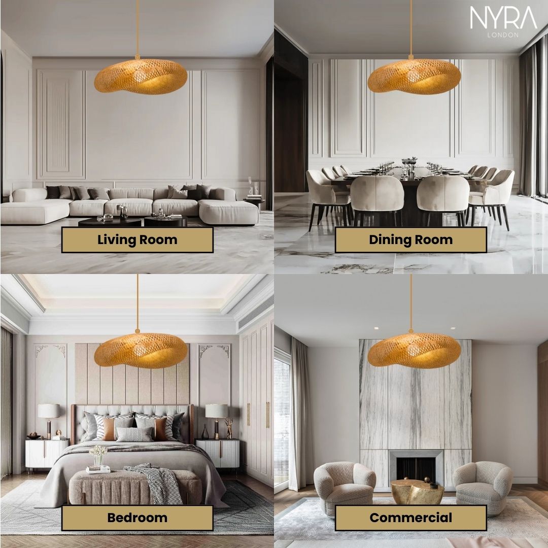 Solara Bamboo Weaving Pendant Light Handcrafted Vintage LED Fixture | Temsk
