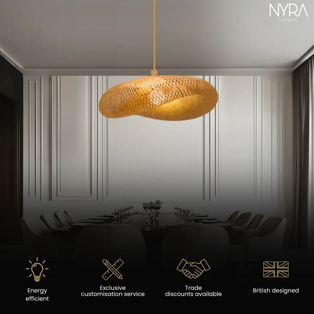Solara Bamboo Weaving Pendant Light Handcrafted Vintage LED Fixture | Temsk