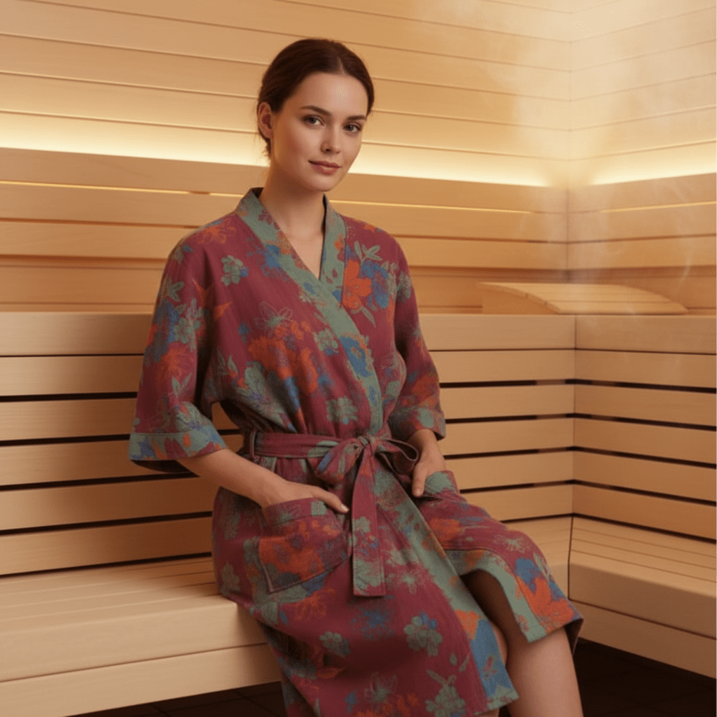 KomiLeaf Reversible Organic Cotton Kimono Bathrobe For Breathable Comfort | Temsk