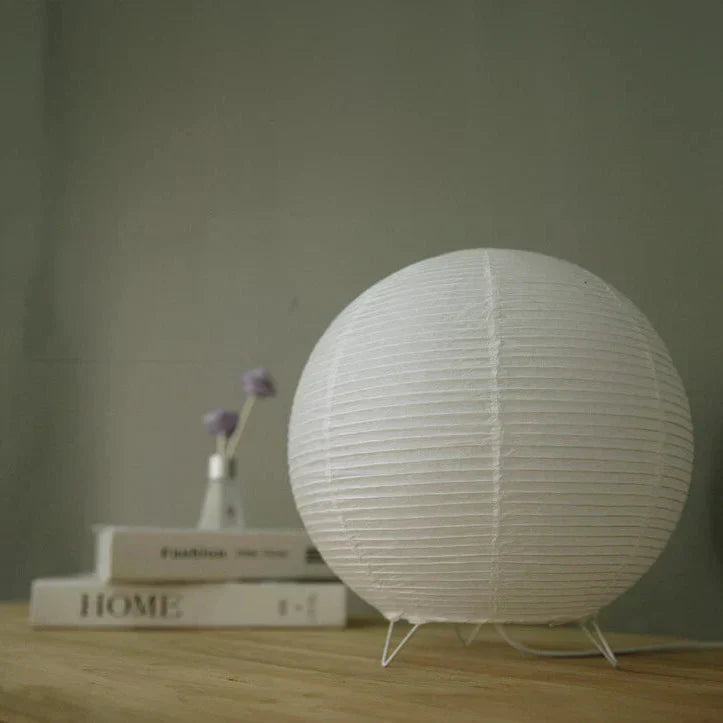 Rice Paper Table Lamp With Spherical Shade For Desks | Temsk
