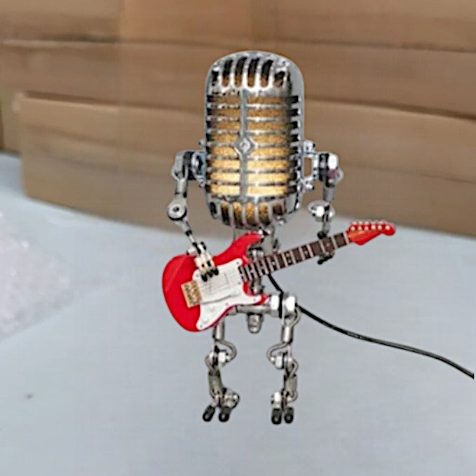 Robotická stolní lampa LumaForge ve tvaru kytary s nastavitelným teplým světlem | Temsk