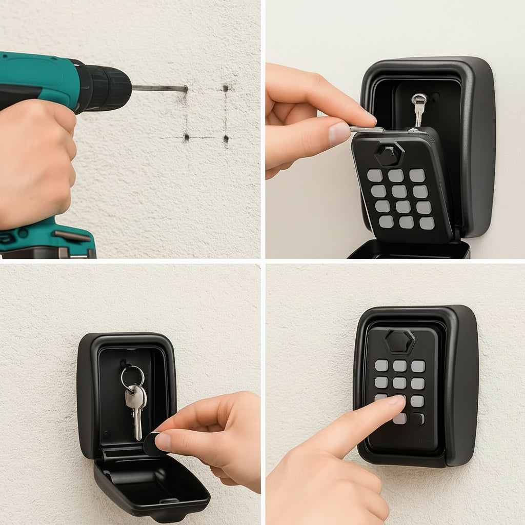 Outdoor Key Safe Box With Wall Mount And Waterproof Combination Lock | Temsk
