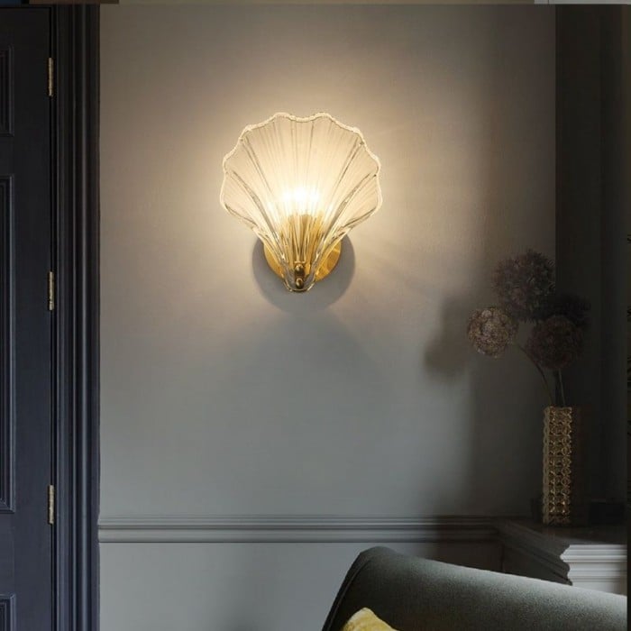 Marina Muschel- und Glas-Wandlampe Moderner Art-Deco-Stil | Temsk