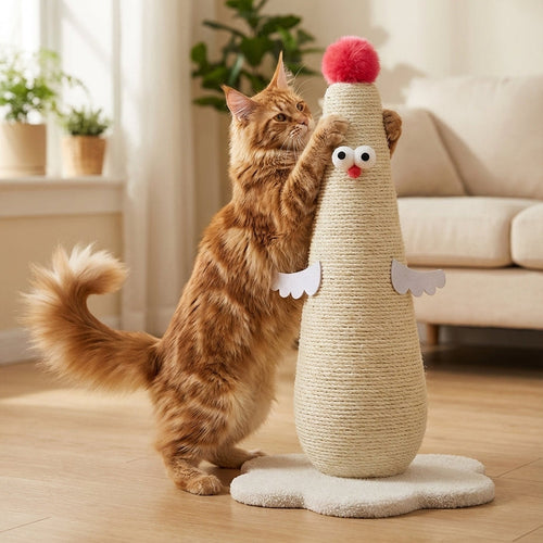 Chicken-Shaped Sisal Scratching Post For Small Or Large Felines Temsk