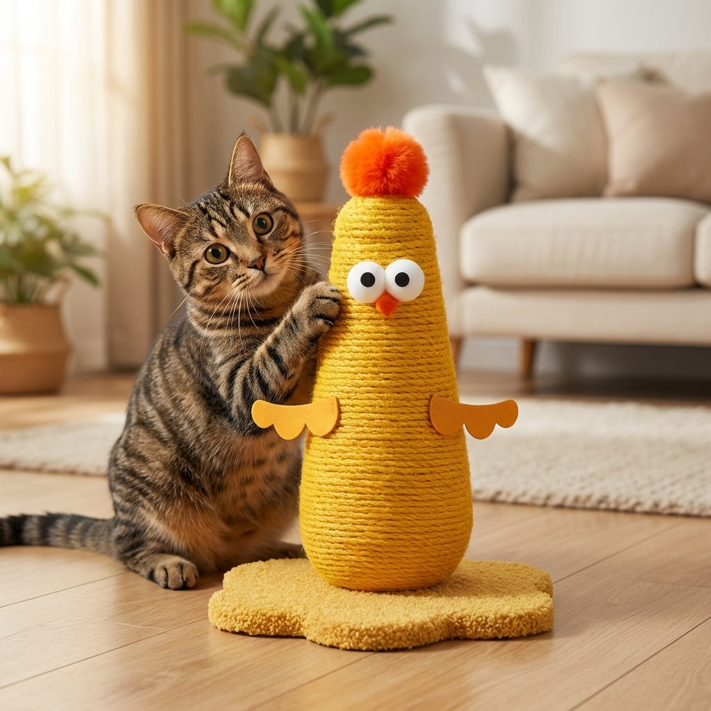 Sisal Cat Scratching Post In Chicken Shape, Small Or Large | Temsk