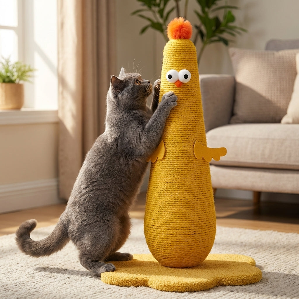 Sisal Cat Scratching Post In Chicken Shape, Small Or Large | Temsk